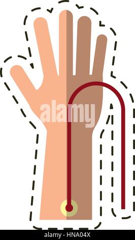 cartoon hand with intravenous dropper vector illustration eps 10 Stock Vector