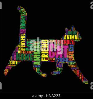 Cat Typography word cloud colorful Vector illustration Stock Vector