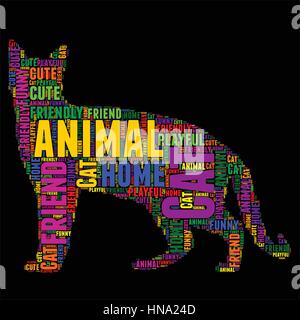 Cat Typography word cloud colorful Vector illustration Stock Vector