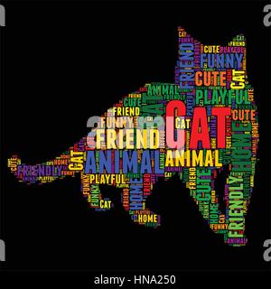 Cat Typography word cloud colorful Vector illustration Stock Vector