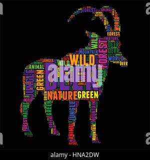 Deer Typography word cloud colorful Vector illustration Stock Vector