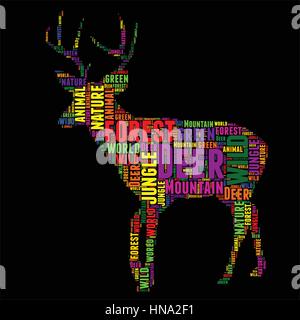 Deer Typography word cloud colorful Vector illustration Stock Vector