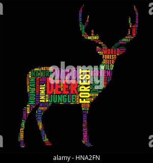 Deer Typography word cloud colorful Vector illustration Stock Vector