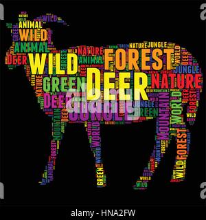 Deer Typography word cloud colorful Vector illustration Stock Vector