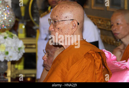 Bangkok, Thailand. 10th Feb, 2017. Buddhist Thai monk Somdej Phra Maha Muneewong, the abbot of Wat Ratchabophit temple who was chosen to become the 20th Supreme. Credit: Vichan Poti/Pacific Press/Alamy Live News Stock Photo