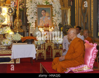 Bangkok, Thailand. 10th Feb, 2017. Buddhist Thai monk Somdej Phra Maha Muneewong, the abbot of Wat Ratchabophit temple who was chosen to become the 20th Supreme. Credit: Vichan Poti/Pacific Press/Alamy Live News Stock Photo