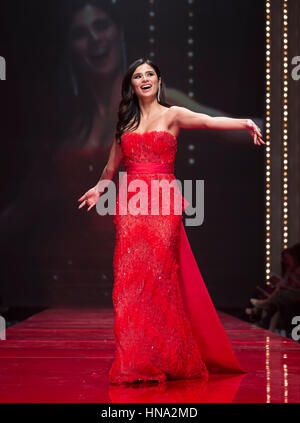 New York, United States. 09th Feb, 2017. Diane Guerrero in Gustavo Cadile walks runway for the Red Dress Collection 2017 fashion show by Macys at Hammerstein Ballroom at Manhattan Center benefit American Heart Association Credit: Lev Radin/Pacific Press/Alamy Live News Stock Photo