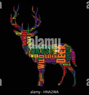 Deer Typography word cloud colorful Vector illustration Stock Vector