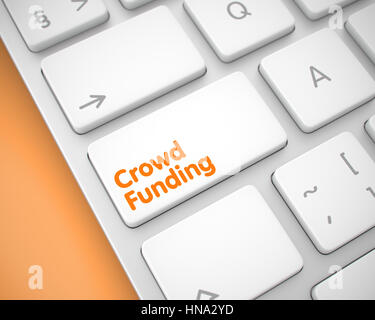 Crowd Funding - Text on White Keyboard Button. 3D. Stock Photo