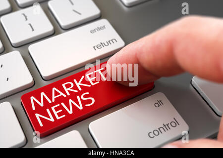 Market News - Keyboard Key Concept. 3D. Stock Photo