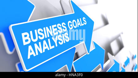 Business Goals Analysis - Inscription on Blue Arrow. 3D. Stock Photo