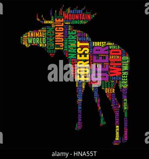 Deer Typography word cloud colorful Vector illustration Stock Vector