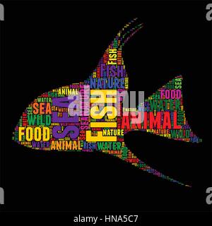 Fish Typography word cloud colorful Vector illustration Stock Vector ...