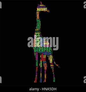 giraffe Typography word cloud colorful Vector illustration Stock Vector