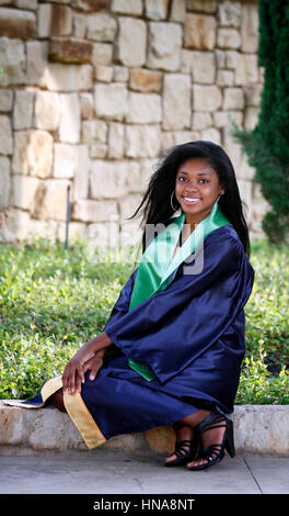 Save  Download Preview     Happy African-American high school graduate - outside portrait Stock Photo