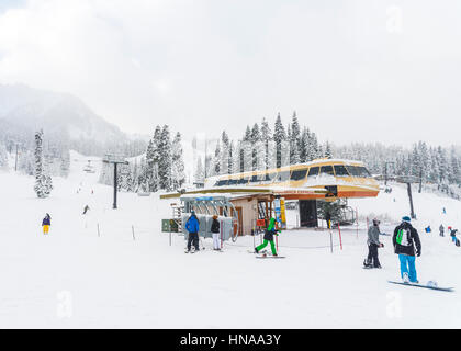 2014/12/24,Washington,usa.: Steven pass ski resort on snowy day,Washington,usa. Stock Photo