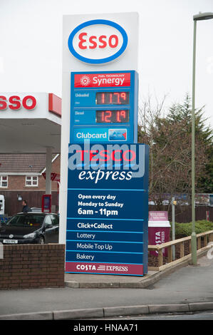 Petrol station price sign 2017 Stock Photo