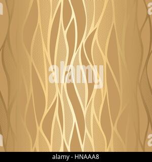 Luxury golden wallpaper. Vintage seamless wave pattern Vector background. Stock Vector