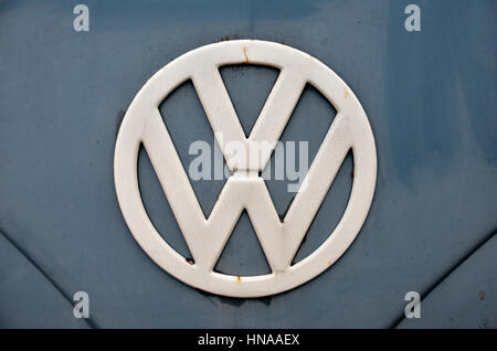 Old Volkswagen logo symbol on a van Stock Photo