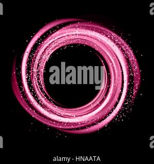 Abstract background with pink luminous swirling backdrop. Glowing spiral. Vector whirlpool Stock Vector