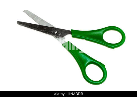 green scissors isolated on white background Stock Photo