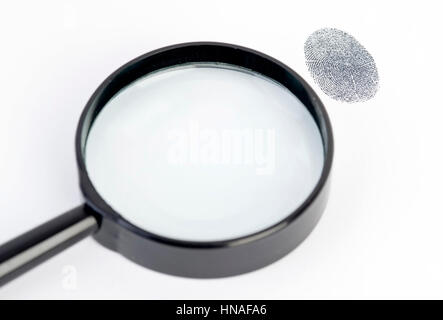 Fingerabdruck und Lupe - fingerprint and loupe Stock Photo