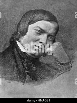 ROBERT SCHUMANN COMPOSER & PIANIST (1850) Stock Photo