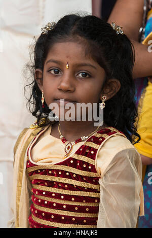 Girl at a Hindu Wedding, Deniyaya, Sri Lanka Stock Photo