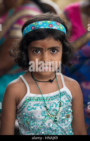 Girl at a Hindu Wedding, Deniyaya, Sri Lanka Stock Photo