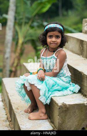 Girl at a Hindu Wedding, Deniyaya, Sri Lanka Stock Photo