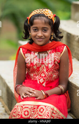 Girl at a Hindu Wedding, Deniyaya, Sri Lanka Stock Photo