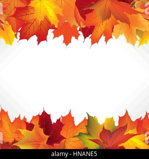 Autumn frame with leaves. Fall seamless border background with copy space. Stock Vector
