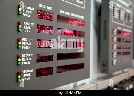 Machine status monitor in control room in factory Stock Photo