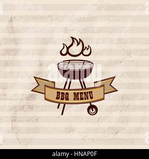 BBQ design wallpaper. Barbecue label over vintage pattern. Grill food retro background Stock Vector