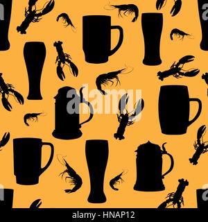 Beer pattern. Food seamless backbround Stock Vector