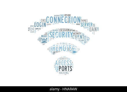 Word cloud featuring concepts referred to online connections Stock Photo