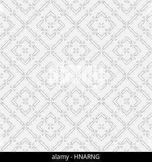 Seamless pattern. Minimalist geometrical texture with thin curves. Repeating rhombuses and dotted circles. Monochrome. Backdrop. Web. Vector illustrat Stock Vector