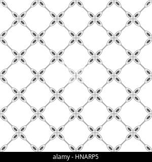 Seamless pattern. Classical geometrical texture with flowers and dotted line. Monochrome. Repeating geometrical shapes. Ovals, ellipses, dots. Backdro Stock Vector