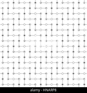Seamless pattern. Classic diagonal geometric texture in the form of waves. Repeated lines, squares and dots. Monochrome. Backdrop. Web. Vector illustr Stock Vector