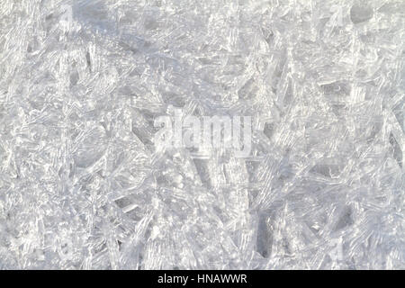 ice crystals on river bank,Winter texture, frozen bubbles, river, forest, winter concept Stock Photo