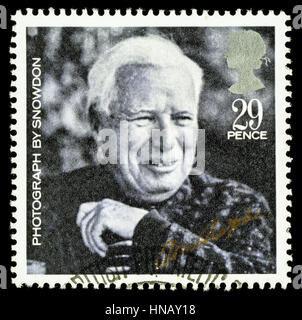 UNITED KINGDOM - CIRCA 1985: used postage stamp printed in Britain celebrating British Film Year showing the Famous Silent Movie Actor Charlie Chaplin Stock Photo