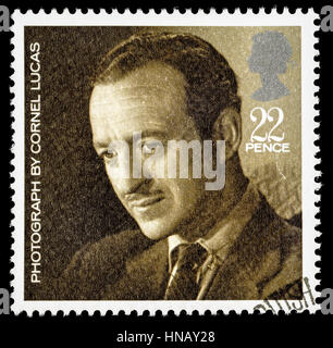 UNITED KINGDOM - CIRCA 1985: A used postage stamp printed in Britain celebrating British Film Year showing the Famous Actor David Niven Stock Photo