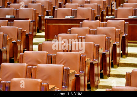 Office executive board leather chairs in front of wooden table Stock Photo