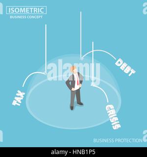 The invisible shield protect businessman from business risk factors, business protection concept Stock Vector