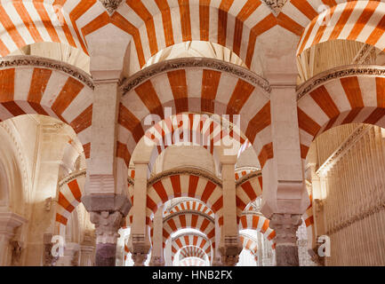 Cordoba, Spain - May 2, 2016: Interior view with columns at the famous Mosque-Cathedral of Cordoba Stock Photo