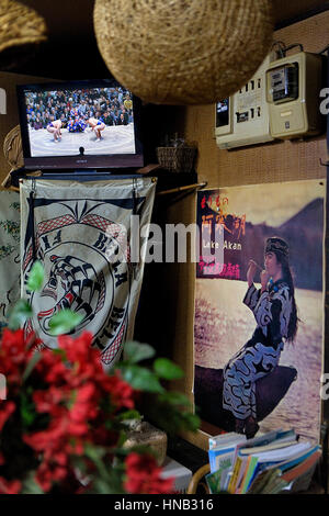 Izakaya in Ainu Kotan village,Akankohan,Akan National Park,Hokkaido,Japan Stock Photo