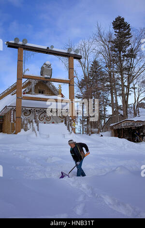 Akankohan,Ainu Kotan village,Akan National Park,Hokkaido,Japan Stock Photo