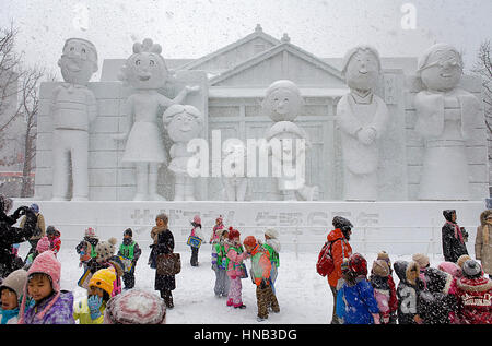 Visitor,Sapporo snow festival,snow sculptures,Odori Park, Sapporo, Hokkaido, Japan Stock Photo