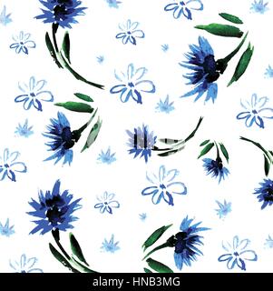 floral vector background painted hands in watercolor style Stock Vector