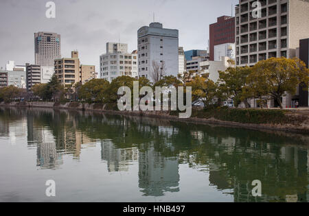 Motoyasugawa river, from  Heiwaohashi bridge, Hiroshima, Japan Stock Photo